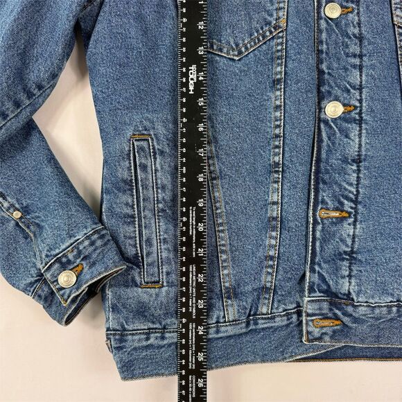 Zara Men's Bomber Jacket Size S Blue Denim Sherpa Lined Casual - Picture 4 of 5